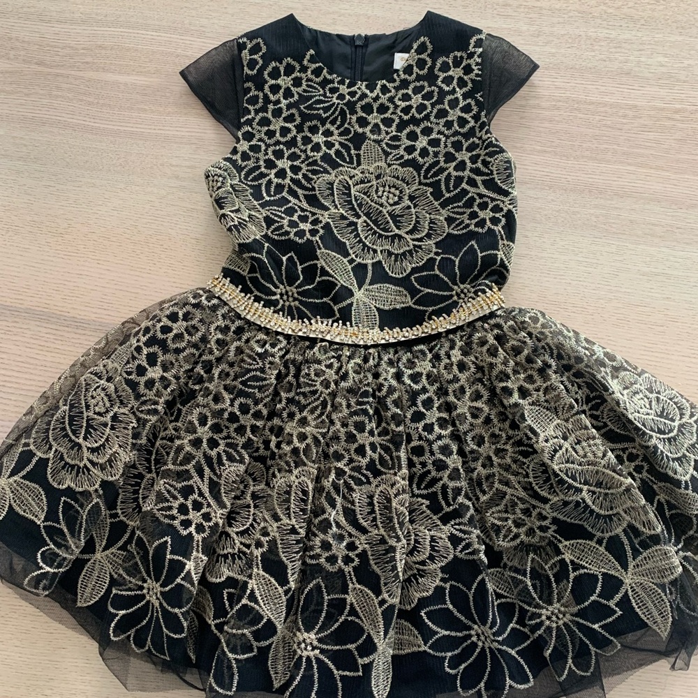 Dress for Girl Black and Golden